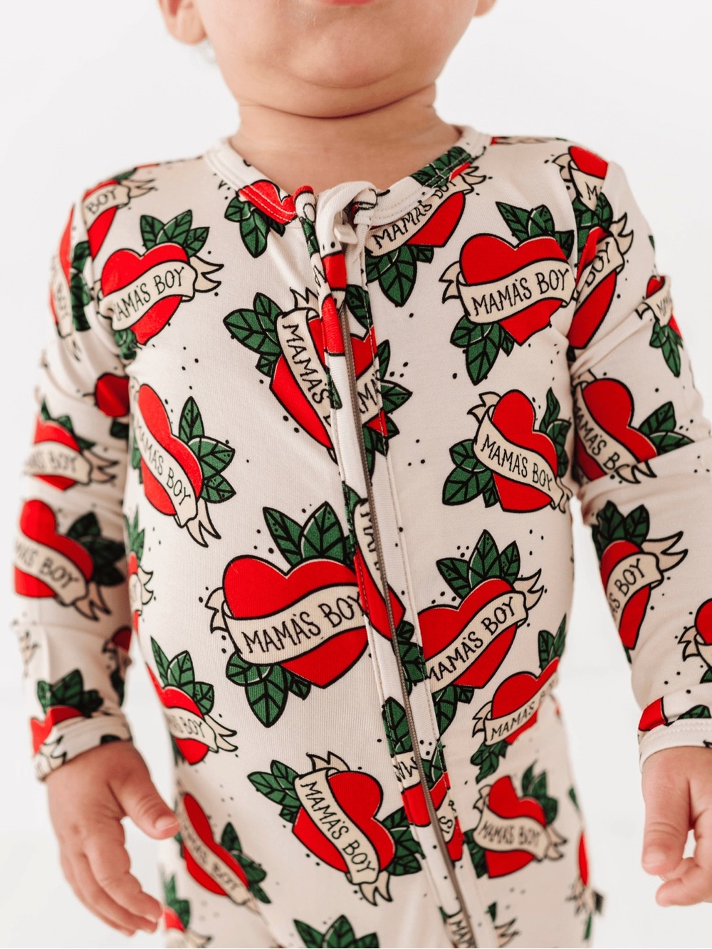 Bums & Roses Mama's Boy Natural Bamboo Footie 9-12 Months